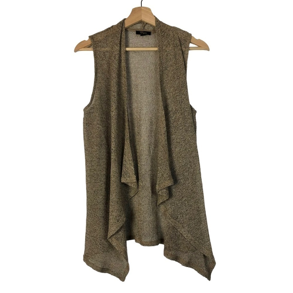 Cupio Light Brown Drape‎ Front Knit Sleeveless Sweater S
